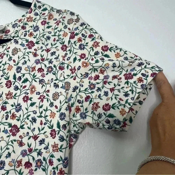 Pierre Cardin Vintage 90’s Y2K Floral Pleated Pockets Square Neck Dress Sz M - Picture 7 of 14